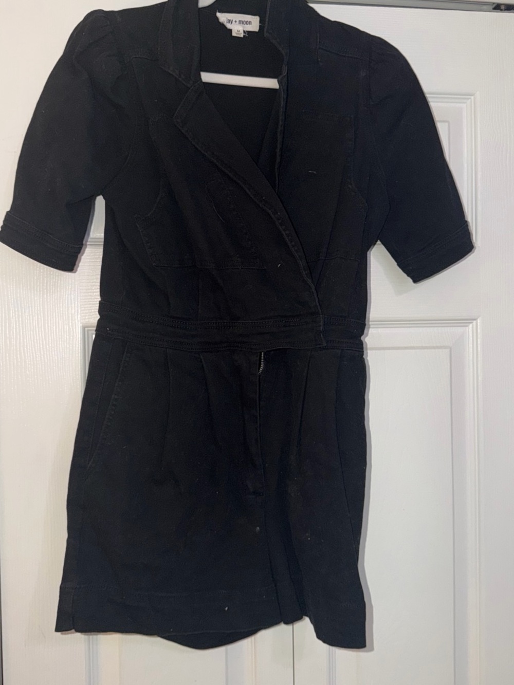 day + Moon Black Short-Sleeve Romper Jumpsuit